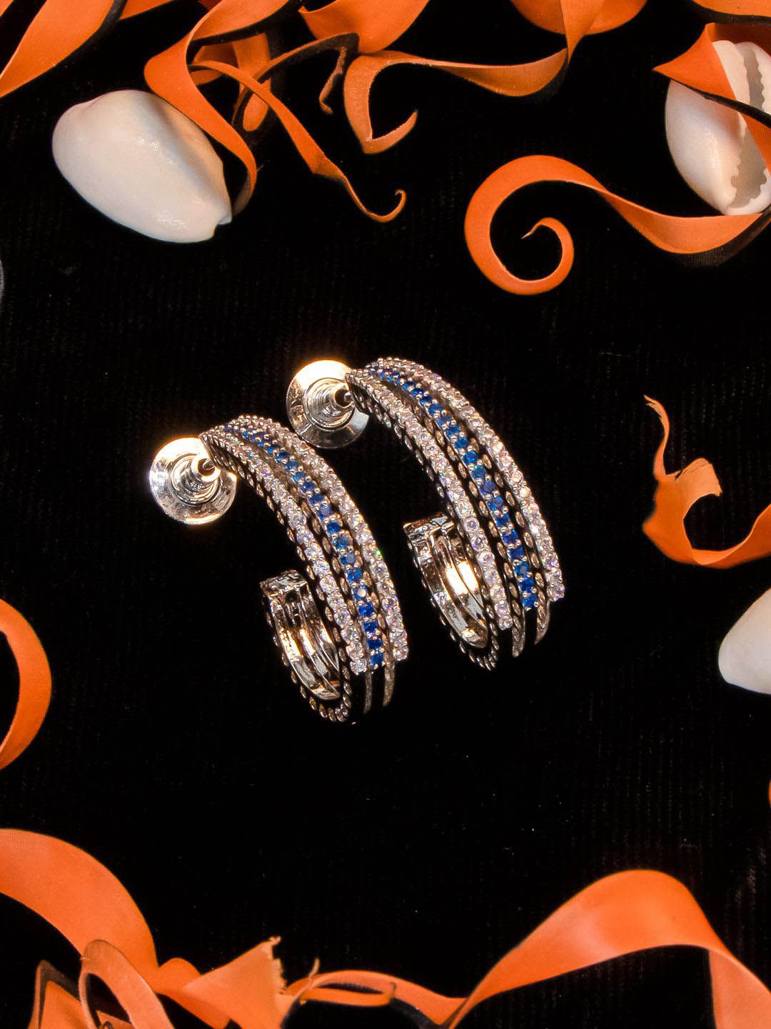 Manikya Circular Half Hoop Earrings-image-15