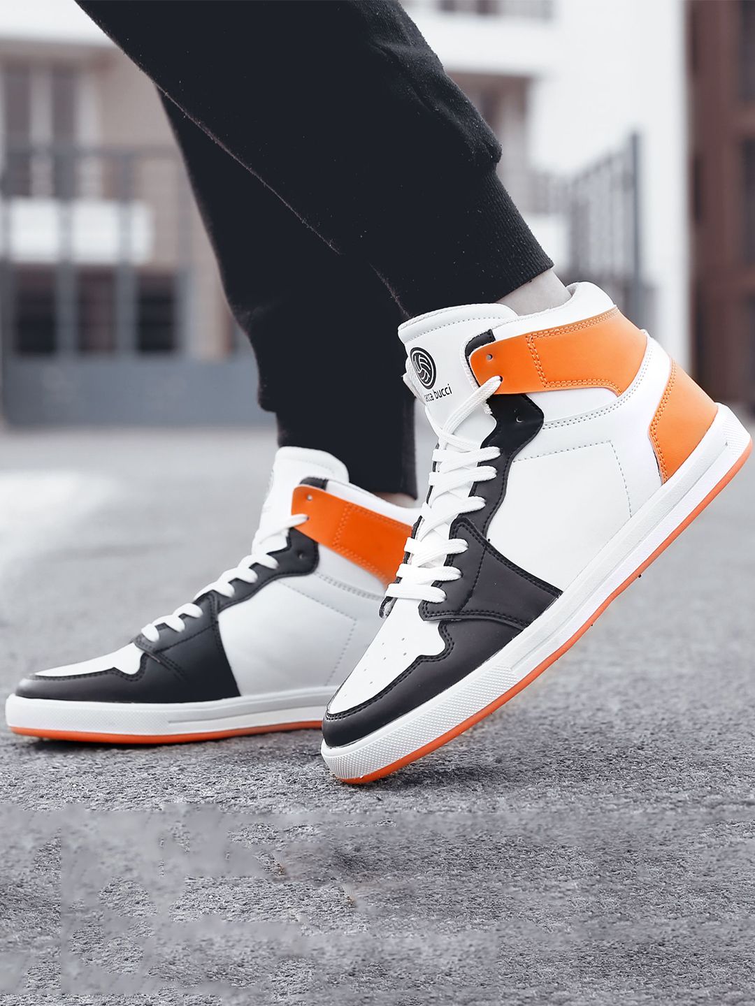 bacca bucci Unisex Kids Colourblocked Round Toe PU Lace Ups High-Top Sneakers-image-10