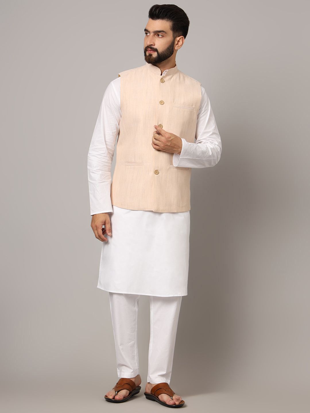 Latest Chikan Garments Striped Woven Nehru Jacket-picture-39