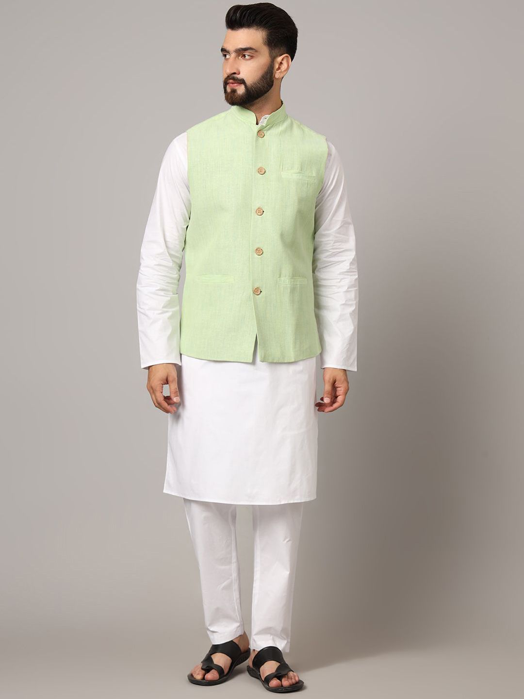 Latest Chikan Garments Striped Woven Nehru Jacket-picture-8