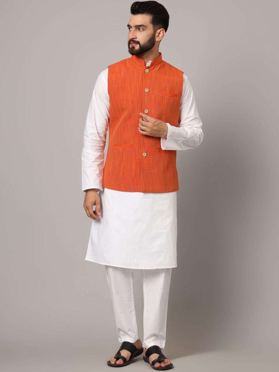 Latest Chikan Garments Striped Woven Nehru Jacket-picture-38
