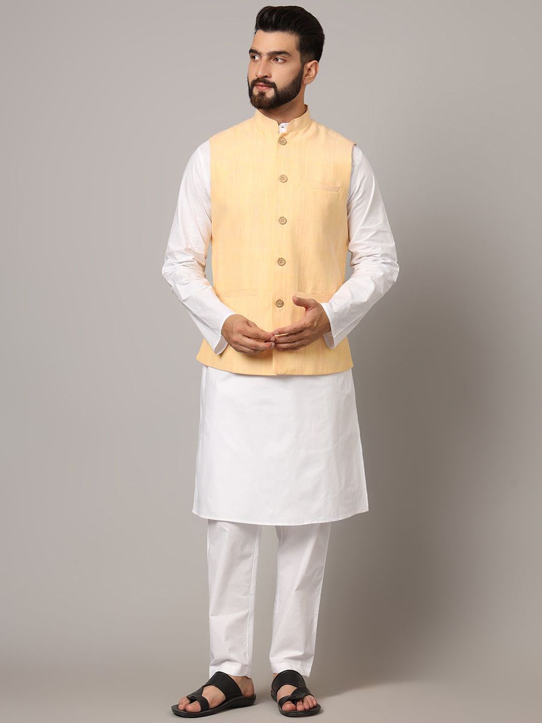 Latest Chikan Garments Striped Woven Nehru Jacket-picture-12