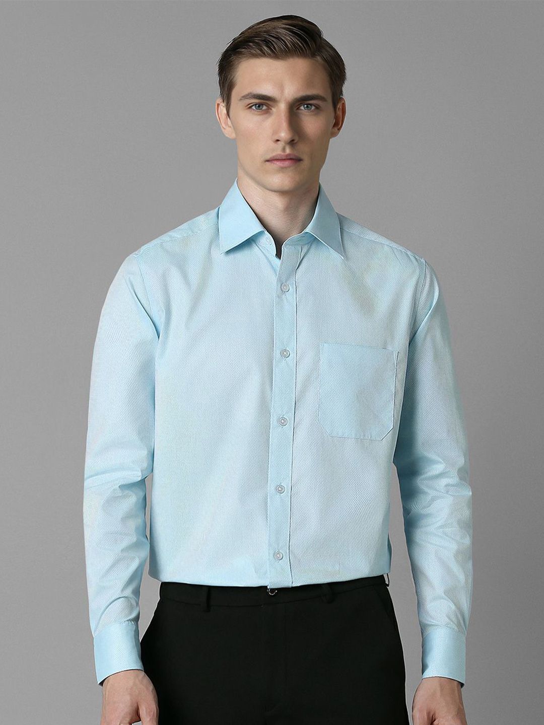 Louis Philippe Men Spread Collar Textured Cotton Formal Shirt-picture-27