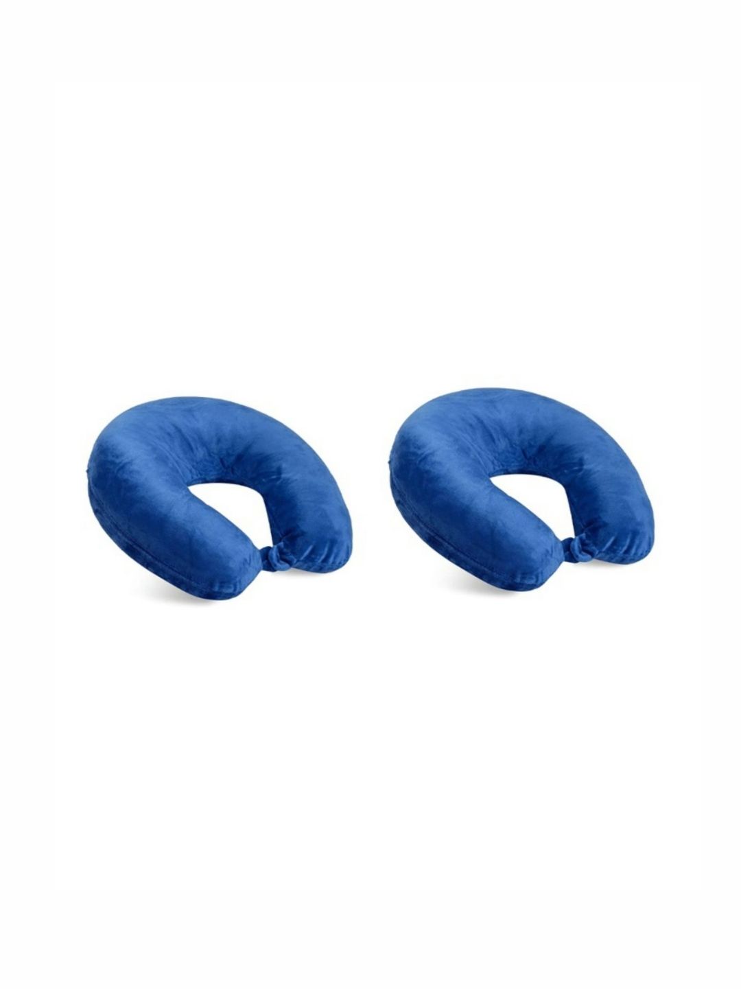 UrbanArts Blue Set of 2 Fibre Filled Faux Velvet Lightweight Travel Pillow-picture-29