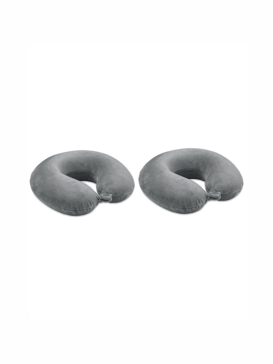 UrbanArts Grey Set of 2 Fibre Filled Faux Velvet Lightweight Travel Pillow-picture-17
