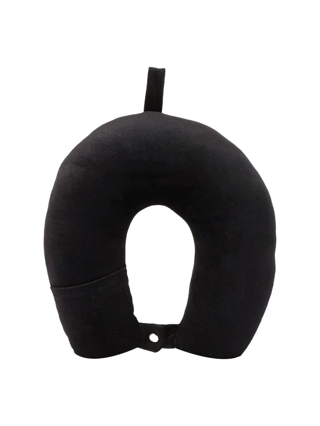 UrbanArts Black Fibre Filled Faux Velvet Lightweight Travel Pillow-picture-14
