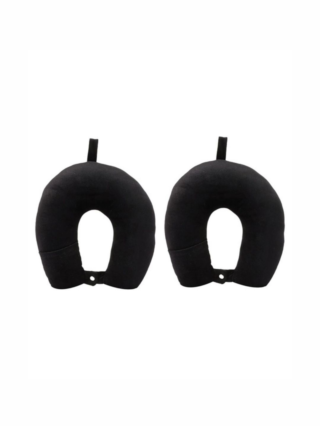 UrbanArts Black Set of 2 Fibre Filled Faux Velvet Lightweight Travel Pillow-picture-30