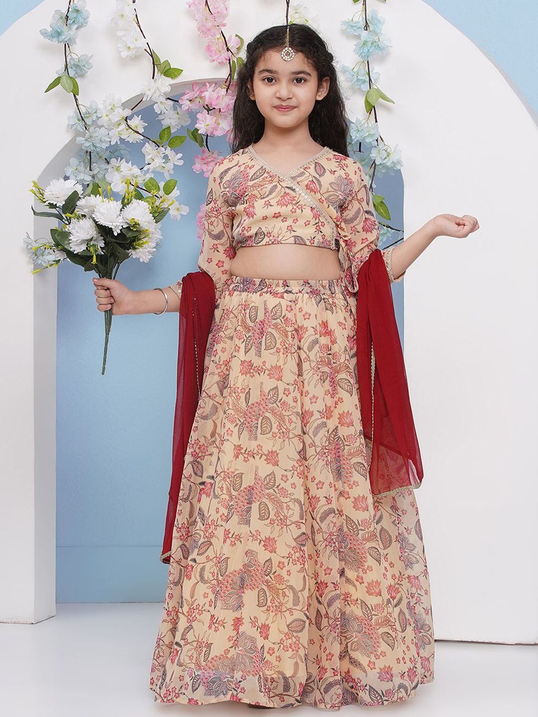 Bitiya by Bhama Girls Printed Ready To Wear Lehenga & Blouse With Dupatta-picture-17