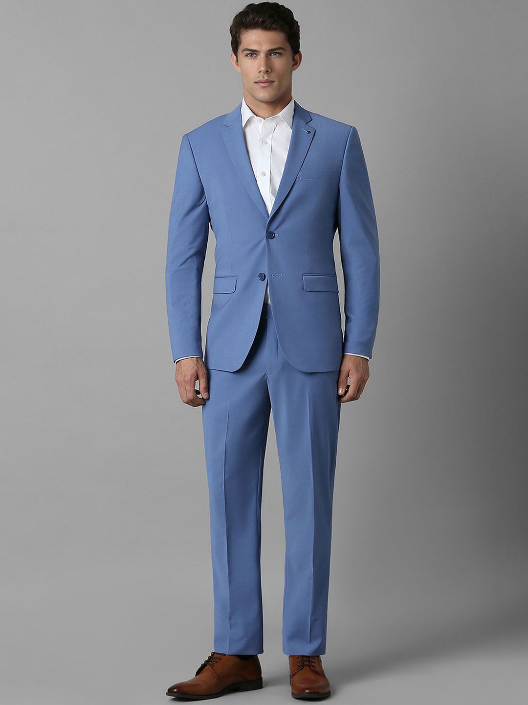 Louis Philippe Men Textured Slim-Fit Single-Breasted Two-Piece Formal Suit-picture-33