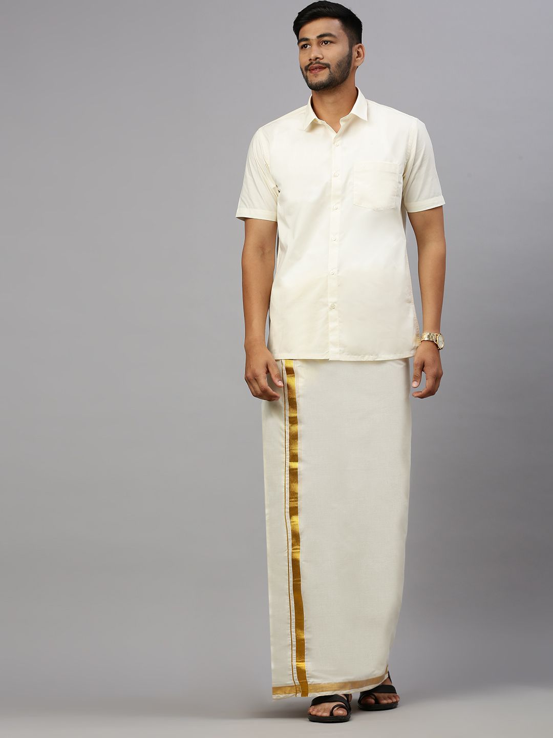 Ramraj Men Gold Jari Border Dhotis-picture-37