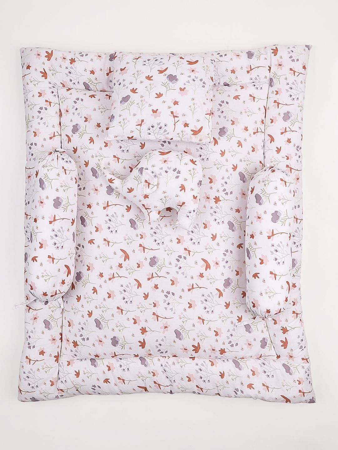 Moms Home Pink & White Floral Cotton 5 Piece Crib Superfine Bedding Set-picture-41