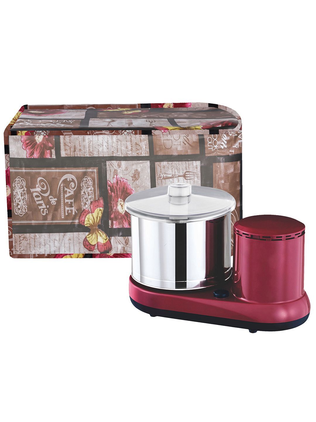 Kuber Industries Brown & Pink Floral Printed Waterproof Mixer Grinder Cover-picture-13