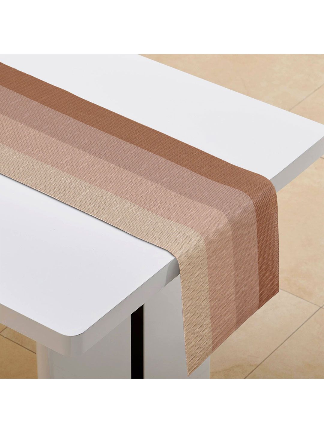 Home Centre Beige & Brown Striped Rectangular Table Runner-image-10