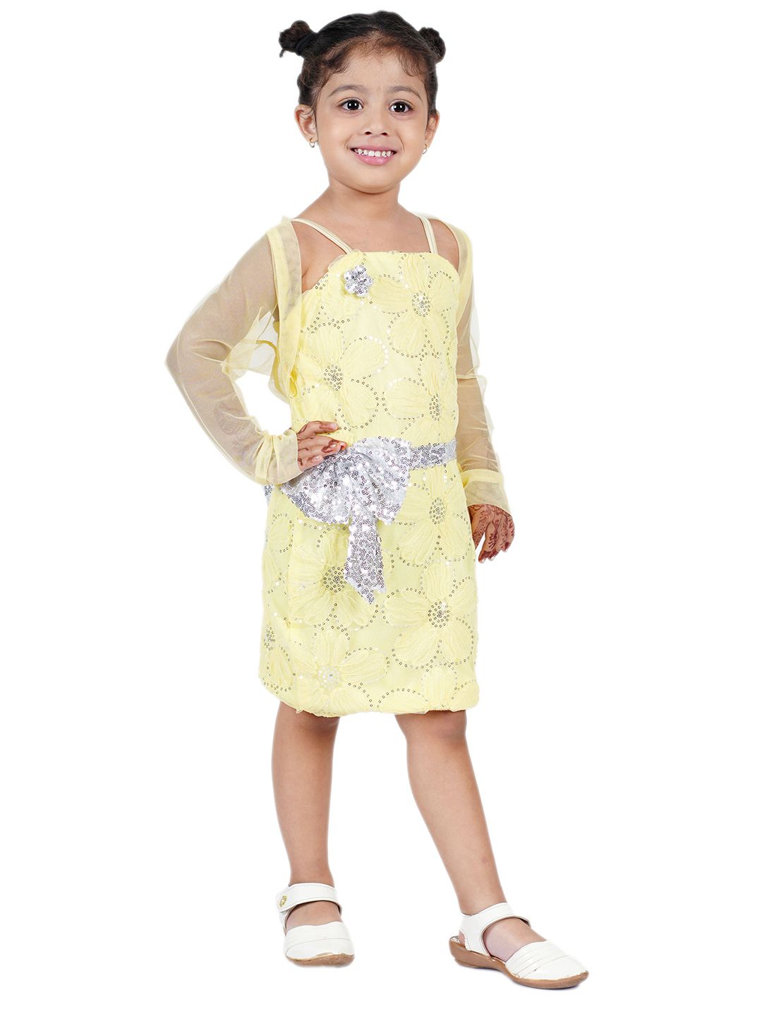 BAESD Girls Net Embellished Sequined A-Line Dress-picture-37