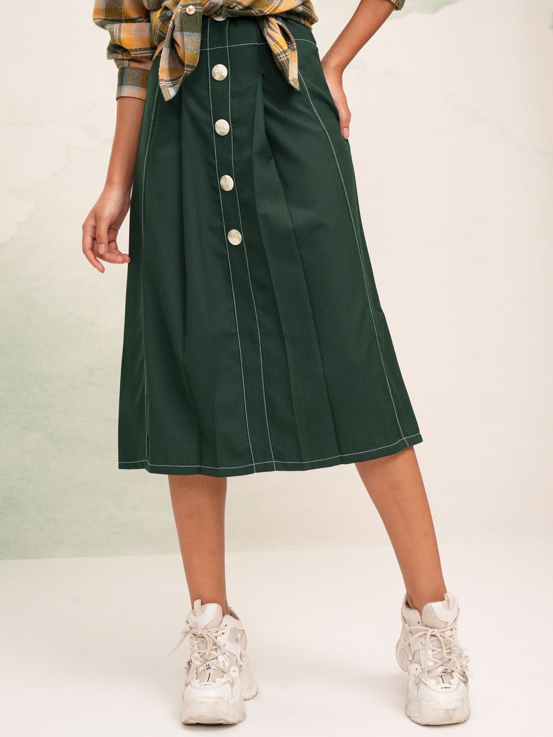 Tokyo Talkies A-Line Pleated Midi Skirt-picture-41