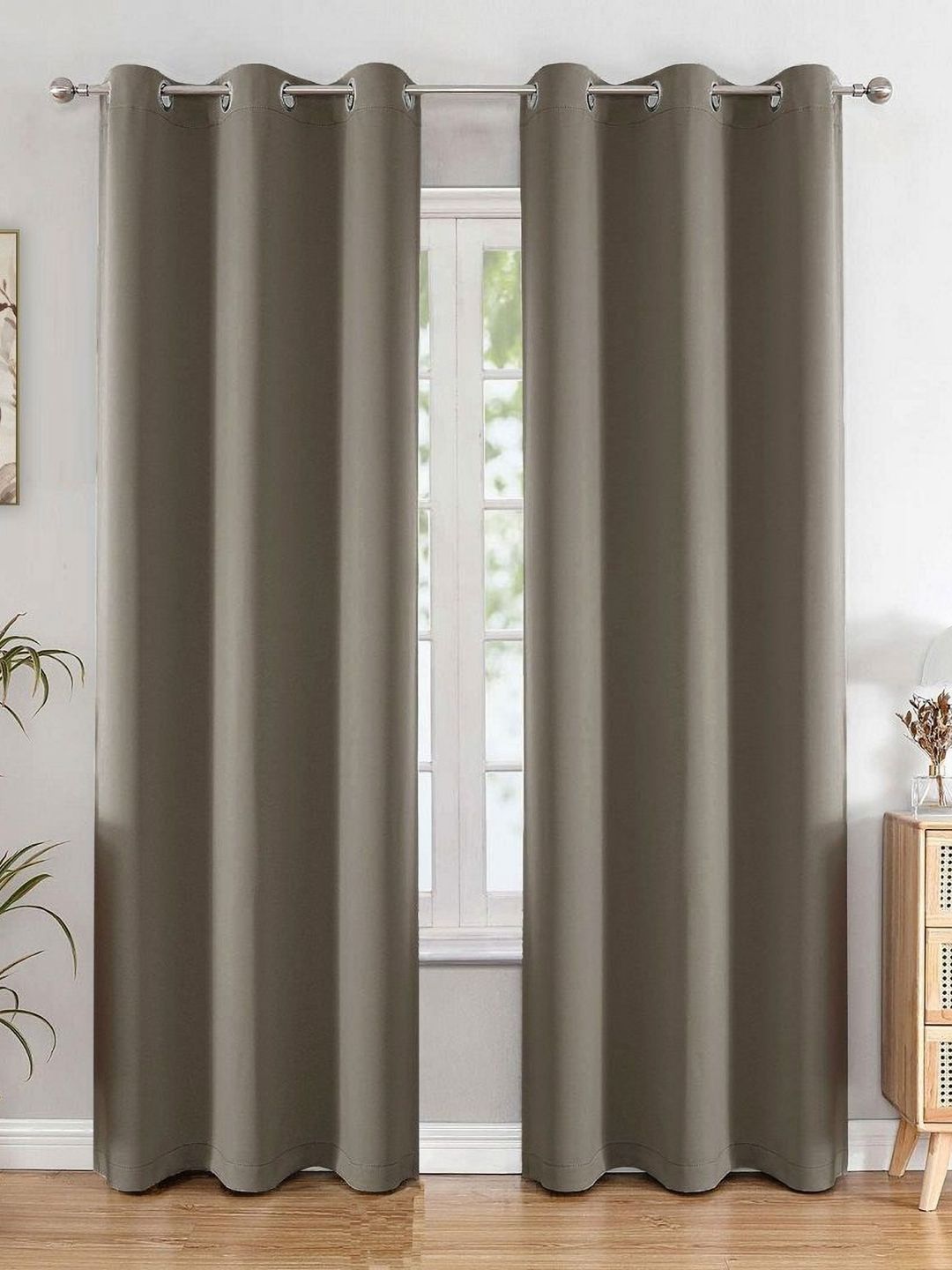 HOMEMONDE Grey Set of 2 Black Out Door Curtain-picture-38