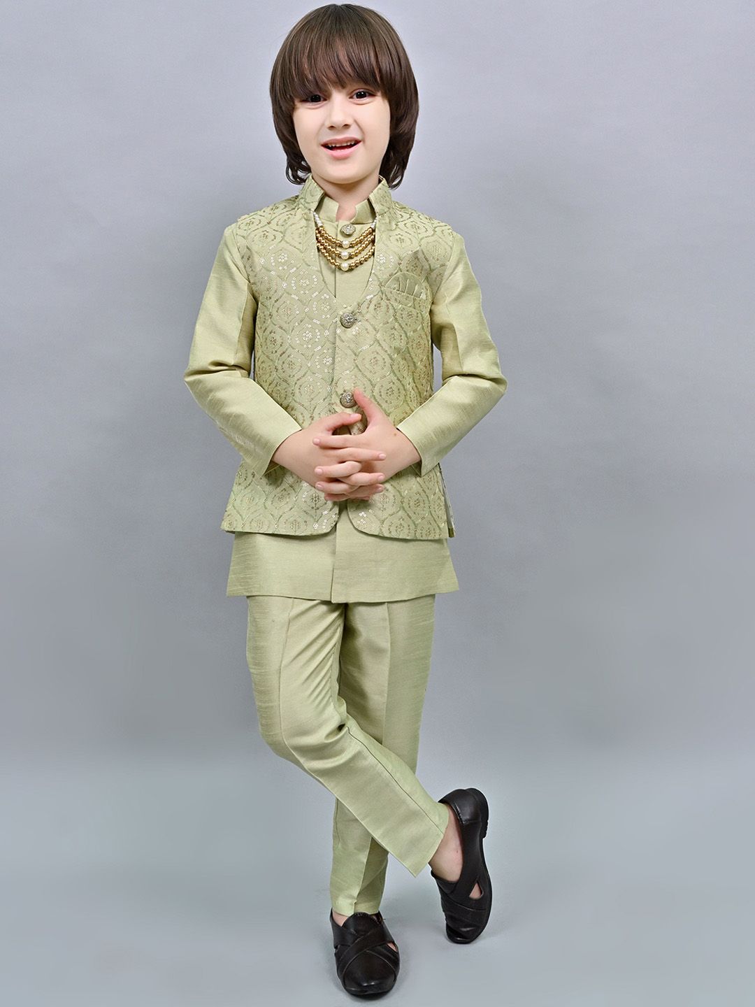 ahhaaaa Boys Embroidered Sherwani Set-picture-27
