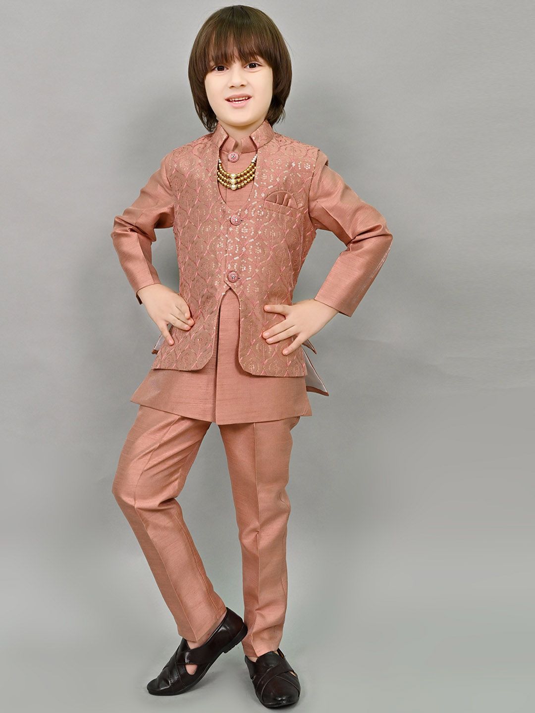 ahhaaaa Boys Embroidered Sherwani Set-image-35