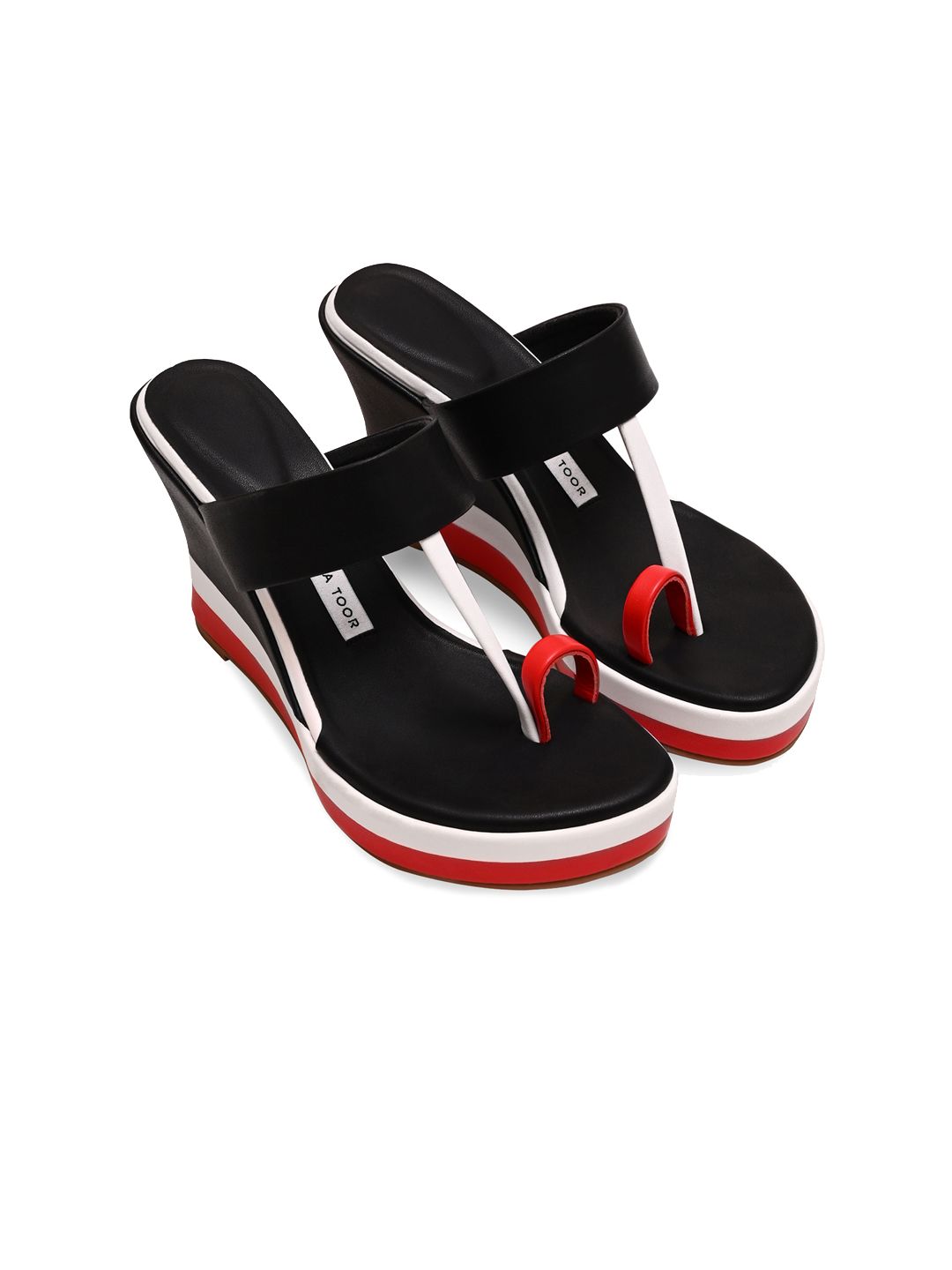 Aprajita Toor Leather Wedge Sandals with Bows-image-12