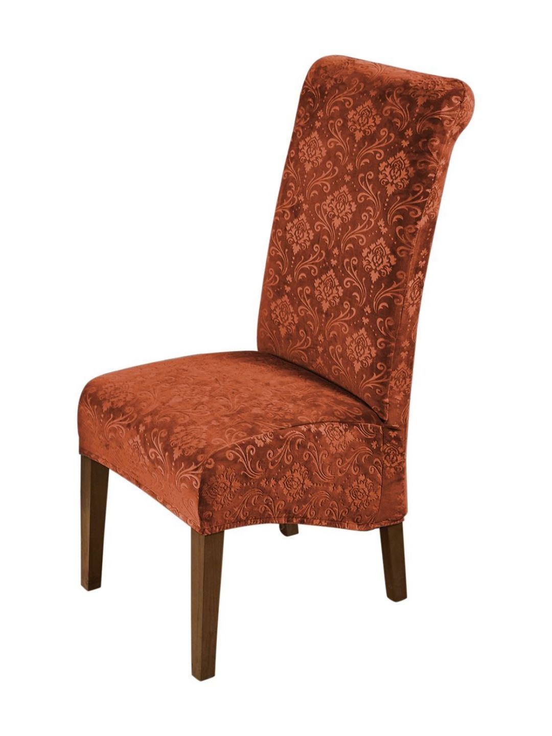 HOKIPO Brown Stretchable Velvet Long Back Chair Covers-picture-42