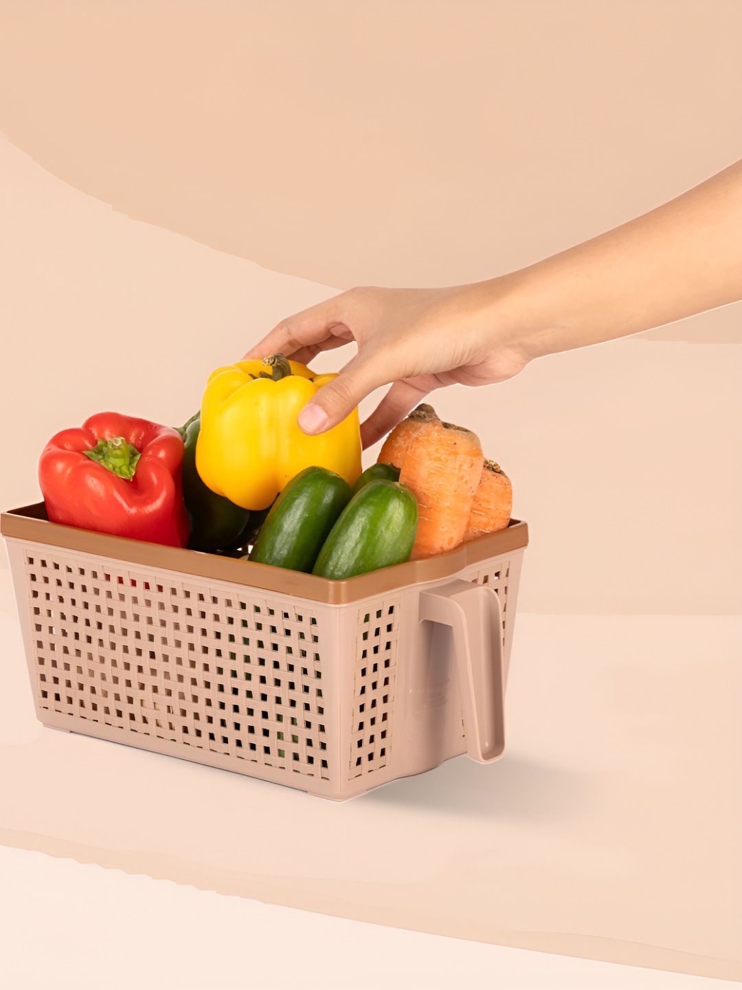 Nayasa Beige Frill Fruits & Vegetable Fridge Storage Basket-picture-45