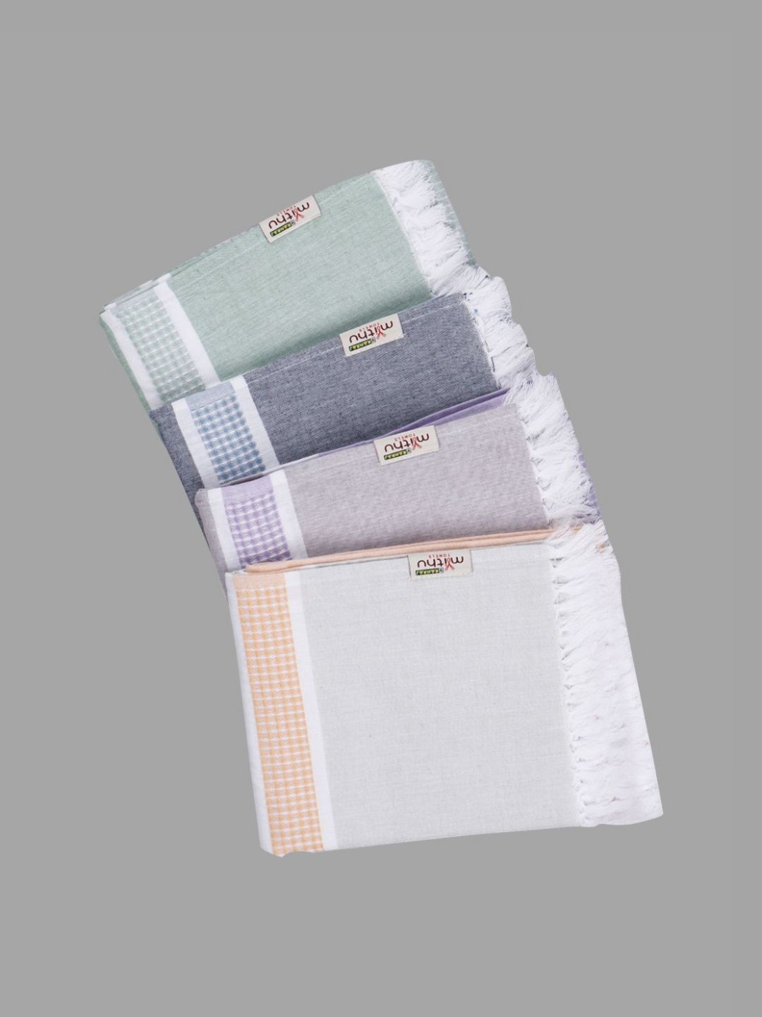 Ramraj Pink & Green 4 Piece Cotton 170 GSM Towel Set-image-14