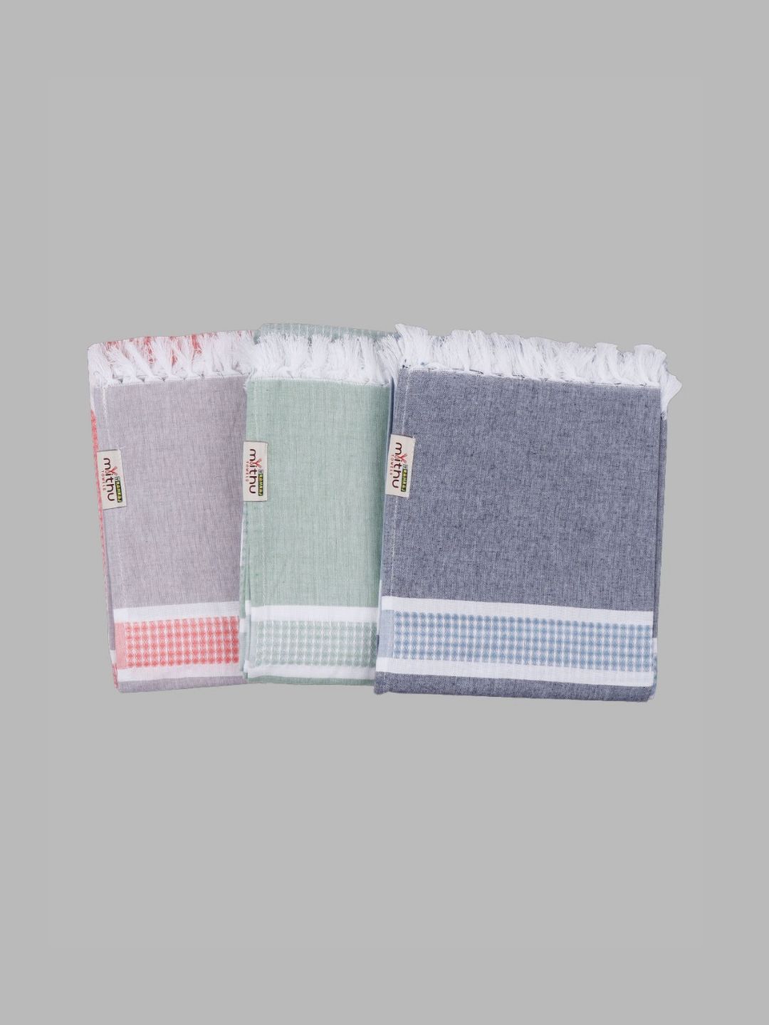 Ramraj Green & Grey 3 Piece Cotton 170 GSM Towel Set-picture-10