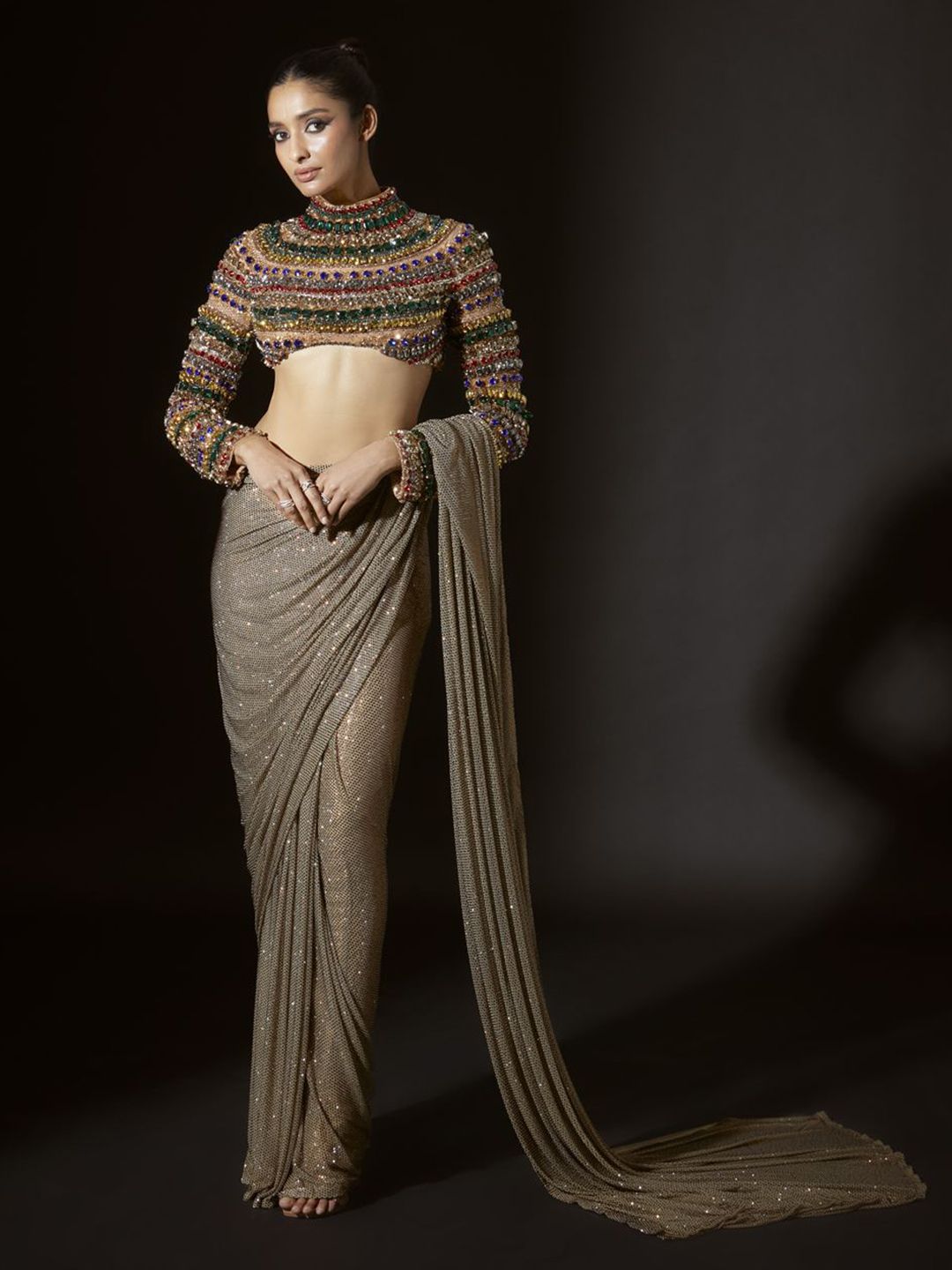 ITRH Embellished Ready to Wear Net Saree-image-18