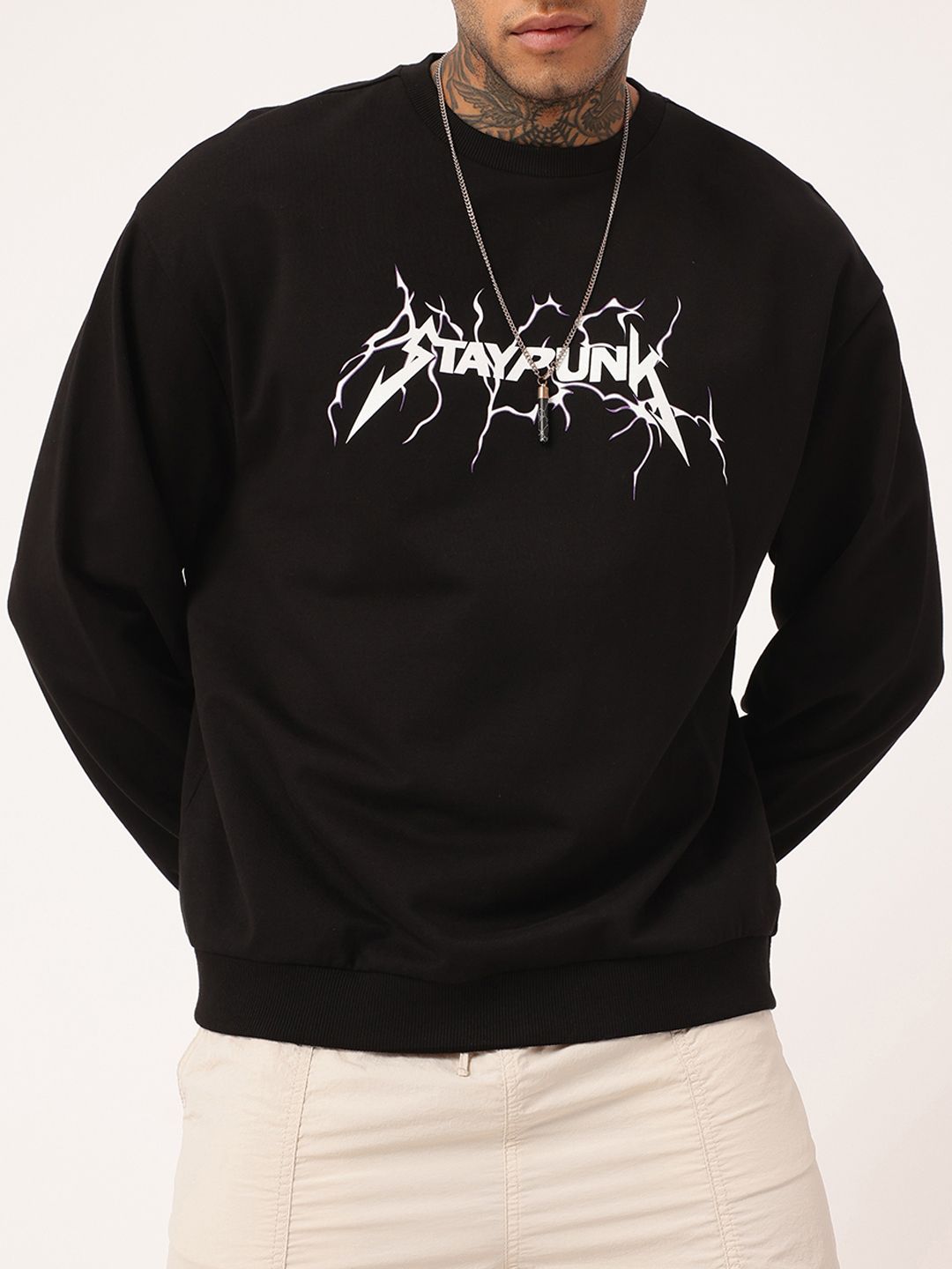 Kook N Keech Edgy Grunge Typography Printed Cotton Terry Relaxed Fit Sweatshirt-picture-11