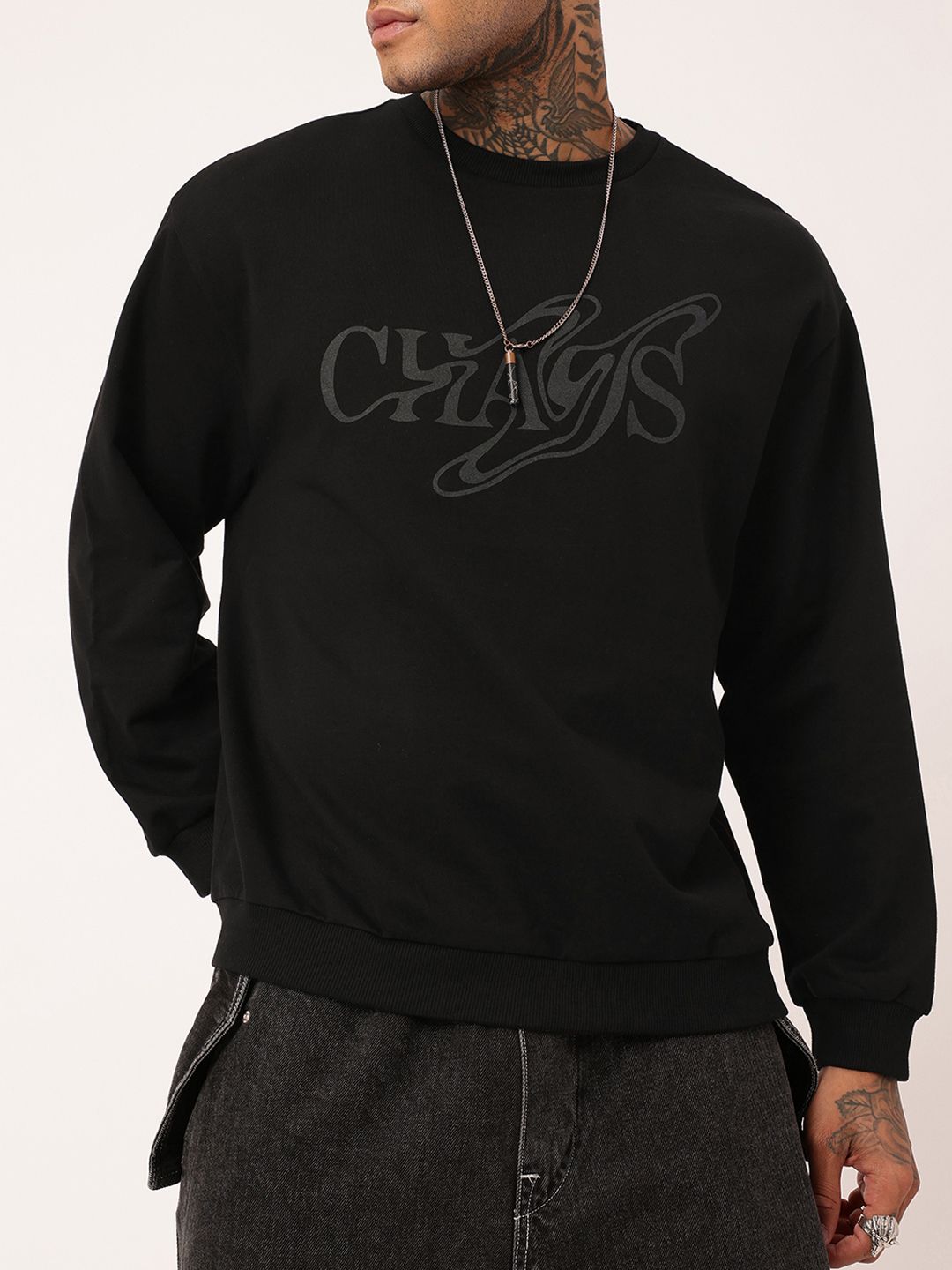 Kook N Keech Grunge Edge Typography Printed Cotton Terry Relaxed Fit Sweatshirt-picture-21