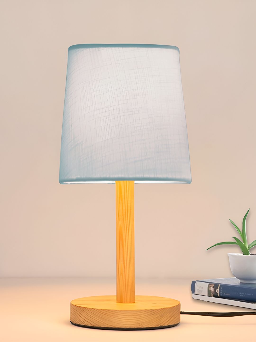 Homesake Grey Wood Contemporary Frusturical Shaped Table Lamp-picture-39
