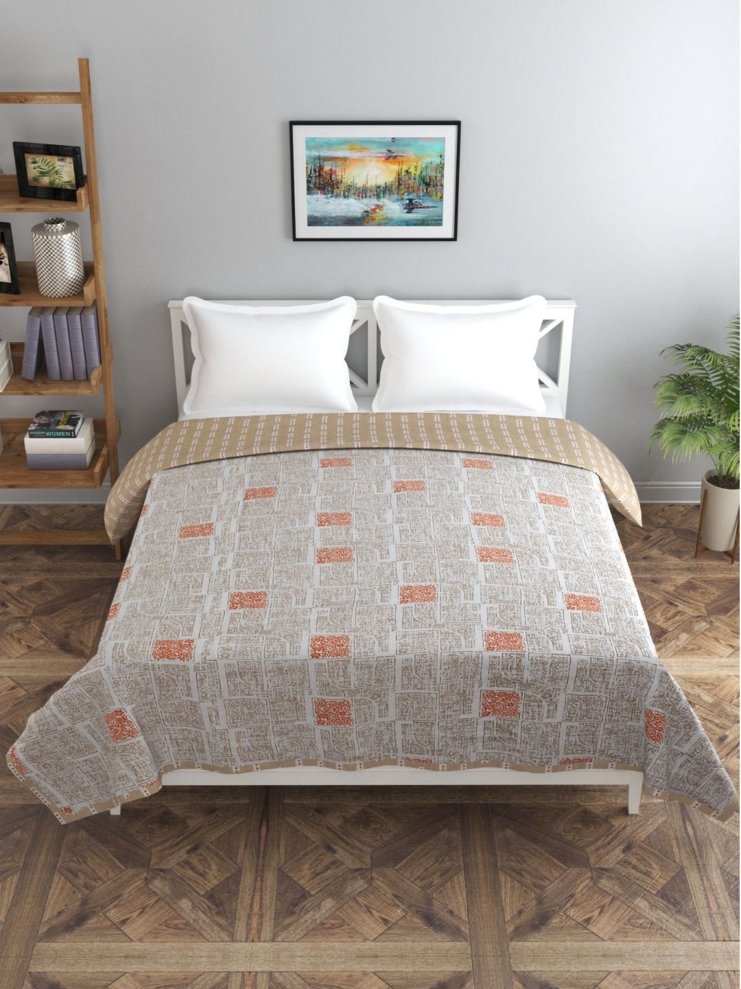 Florida Coffee Brown & Rust Floral Microfiber Double Bed Dohar-picture-21