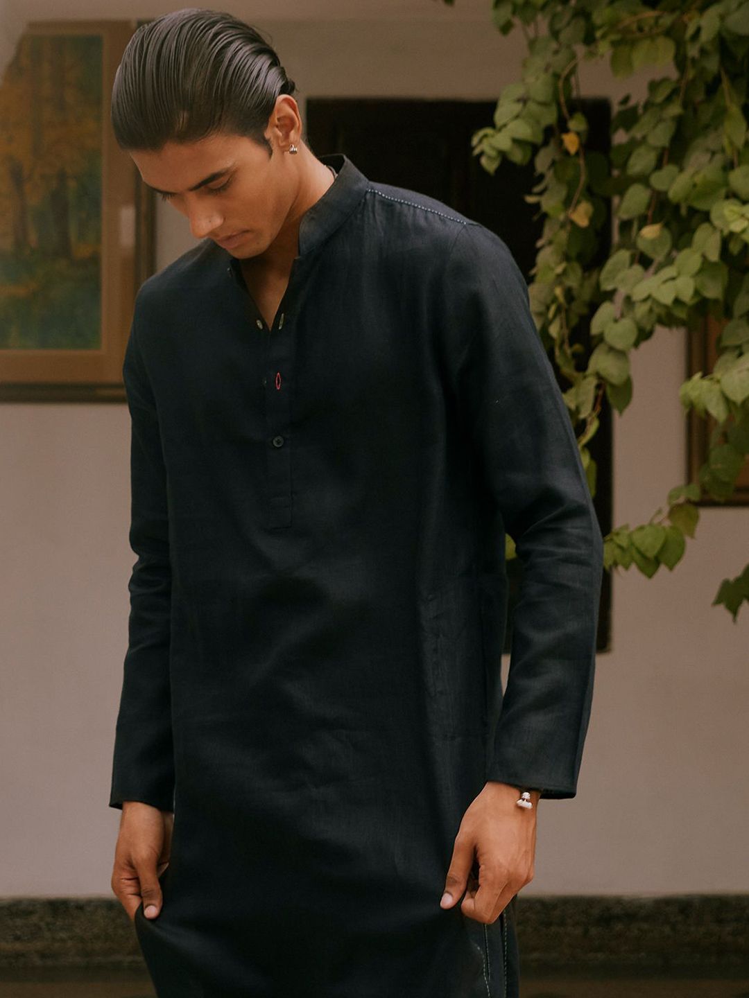 Andamen Mandarin Collar Cotton Straight Kurta-image-25