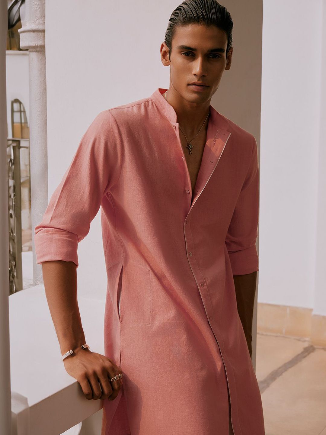 Andamen Mandarin Collar Cotton Kurta-image-25