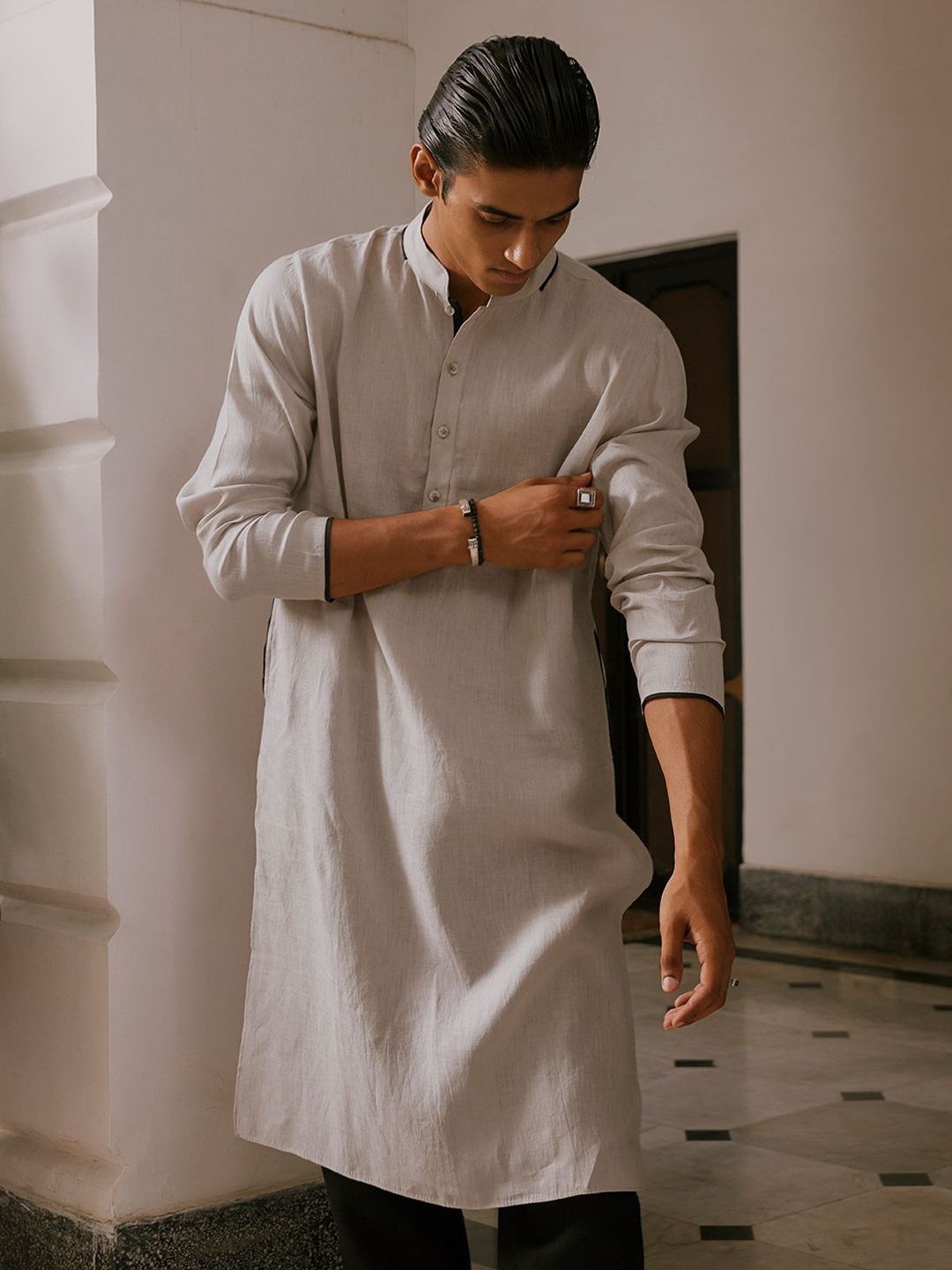Andamen Mandarin Collar Straight Kurta-image-24
