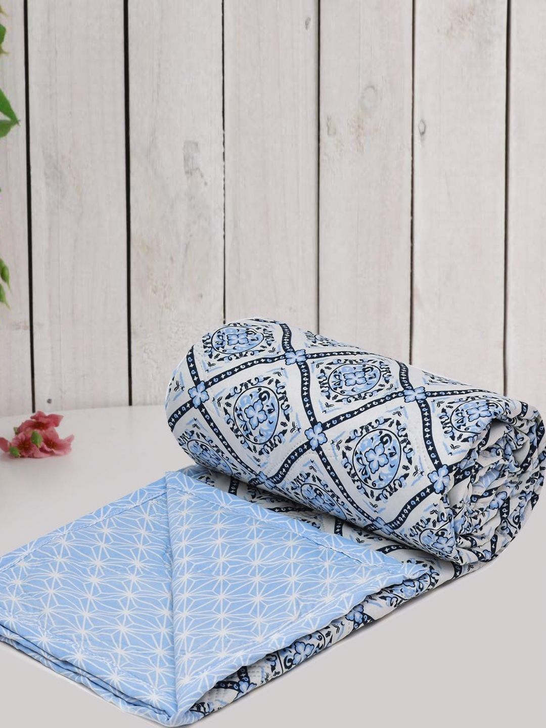 RRC Blue Floral Microfiber Mild Winter 150 GSM Single Bed Dohar-picture-19