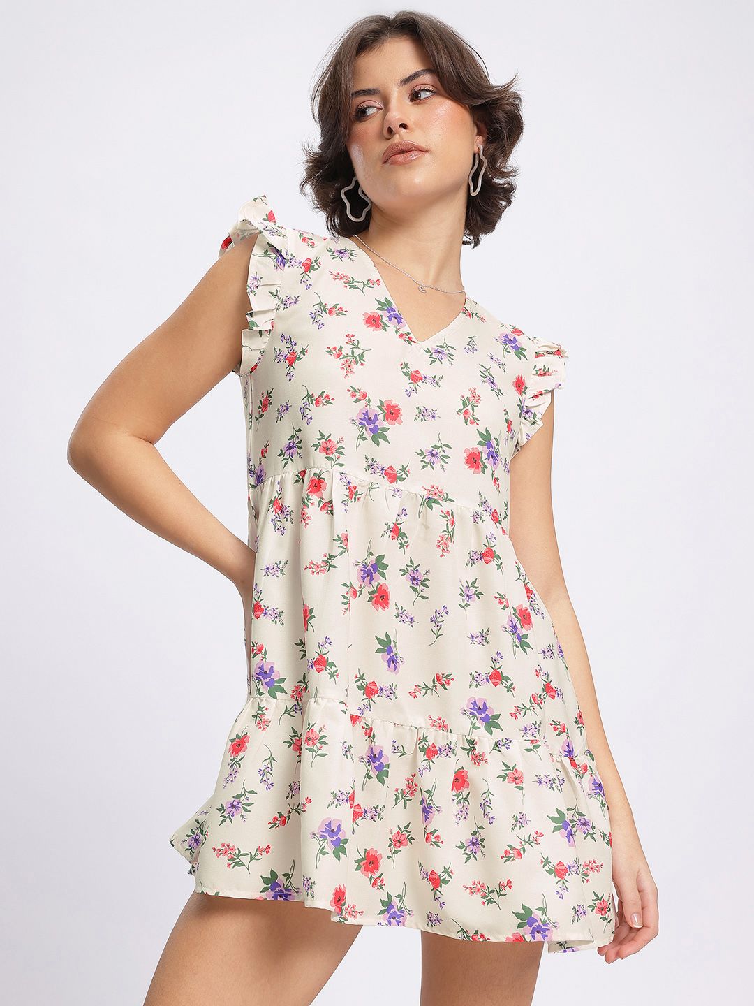 DressBerry Floral Print A-Line Mini Dress