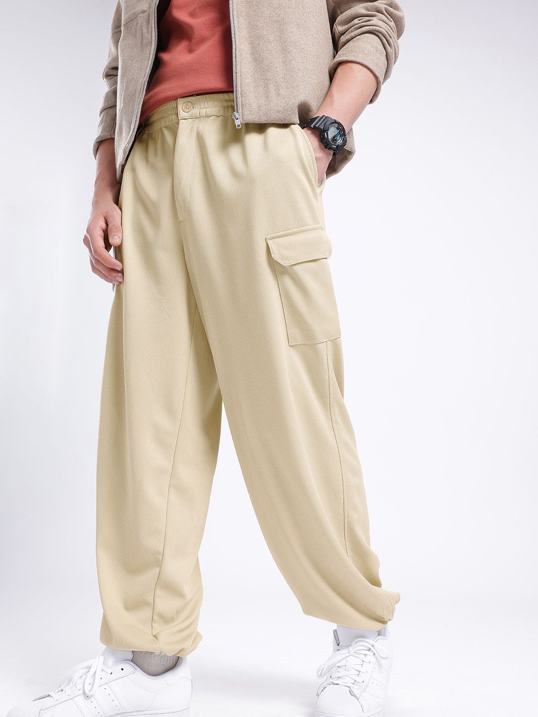 Kook N Keech Men Redefined Streetwear Relaxed Textured Cargo Style Joggers-picture-36