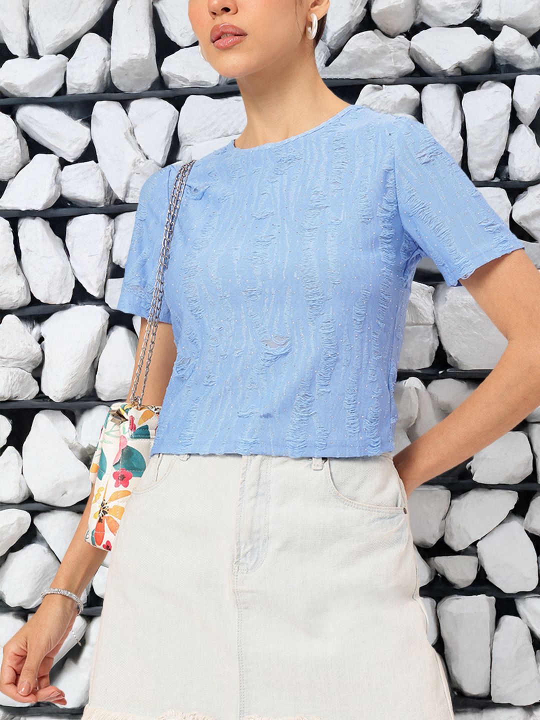 DressBerry Urban Serenity Frayed Studded Top-picture-10