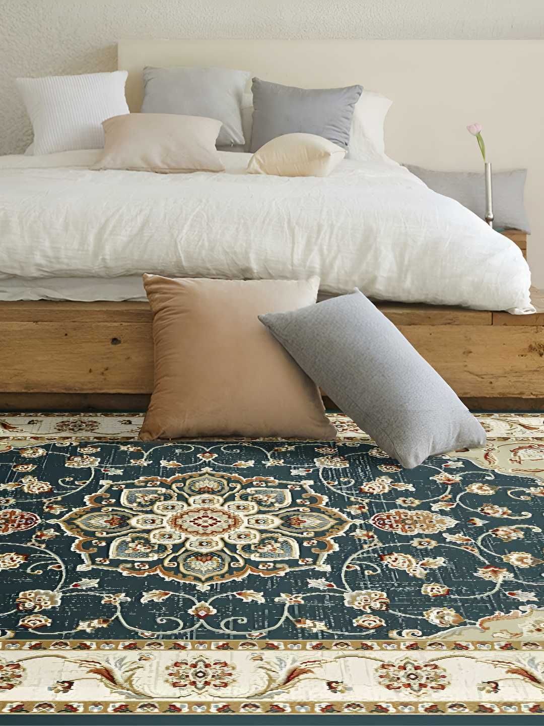 Sapana Carpet-Mats Navy Blue Traditional Anti-Skid Polypropylene Carpet-picture-36