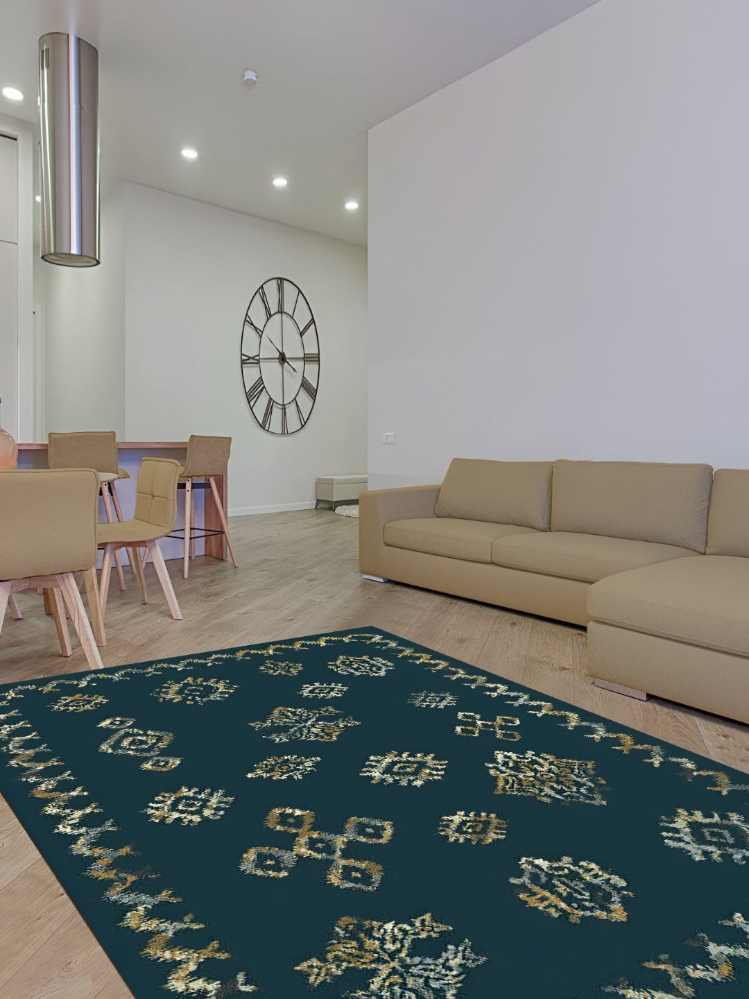 Sapana Carpet-Mats Navy Blue Traditional Anti-Skid Polypropylene Carpet-picture-30