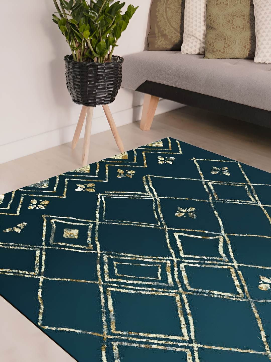 Sapana Carpet-Mats Navy Blue Abstract Anti-Skid Polypropylene Carpet-picture-34