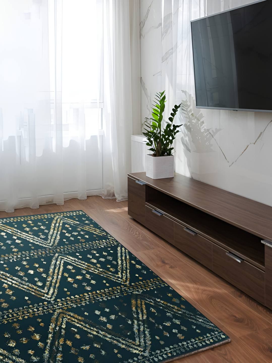 Sapana Carpet-Mats Navy Blue Traditional Anti-Skid Polypropylene Carpet-picture-28