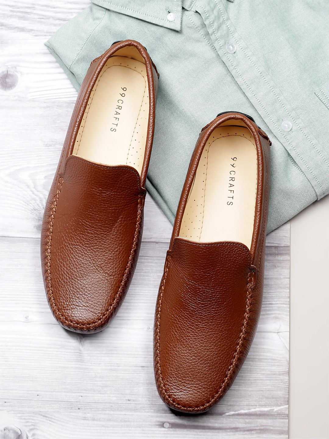 99CRAFTS Men Textured Leather Formal Loafers-picture-23