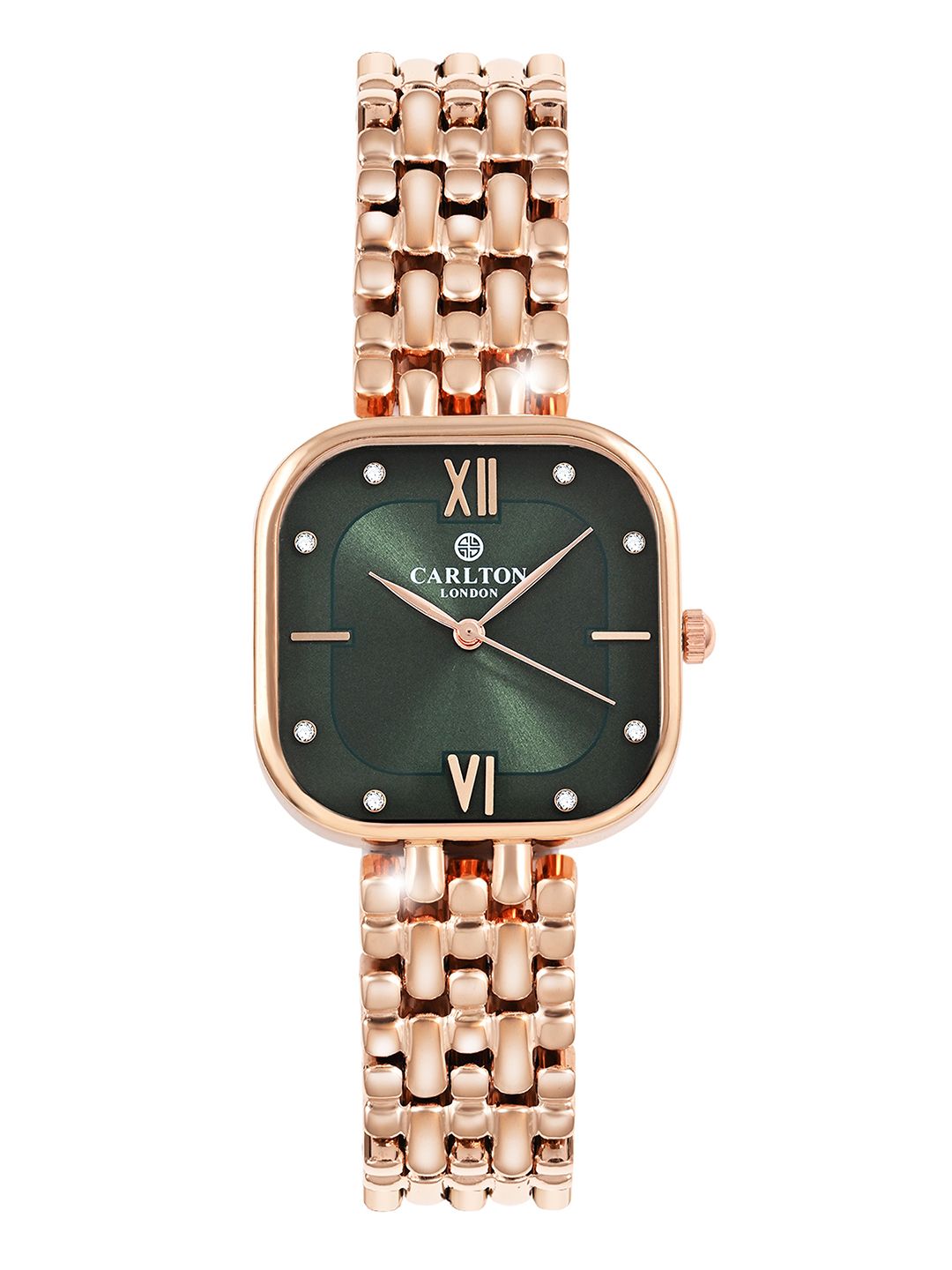 Carlton London Women Dial & Stainless Steel Bracelet Style Straps Analogue Watch CLSSCDGRN