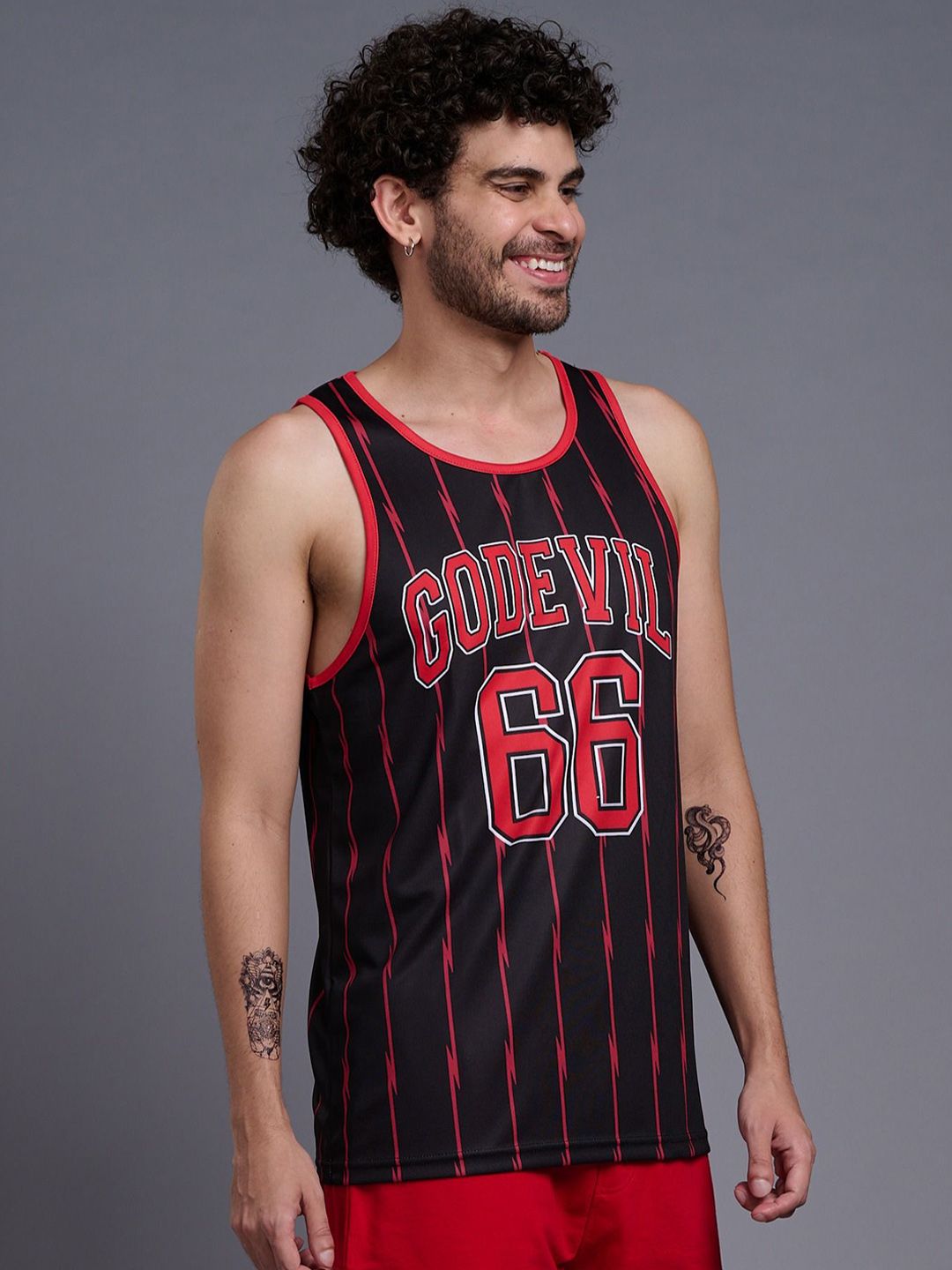 GO DEVIL Printed Cotton Gym Vests-picture-13