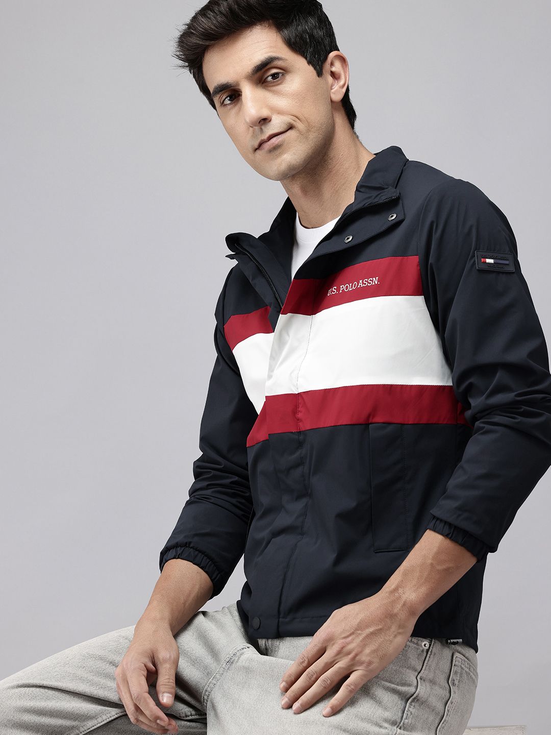 U.S. Polo Assn. Striped Stand Collar Tailored Jacket-picture-12