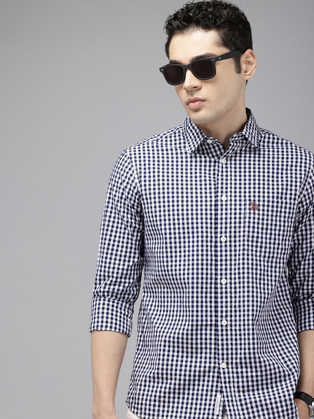 U.S. Polo Assn. Pure Cotton Tailored Fit Gingham Checked Casual Shirt-image-32