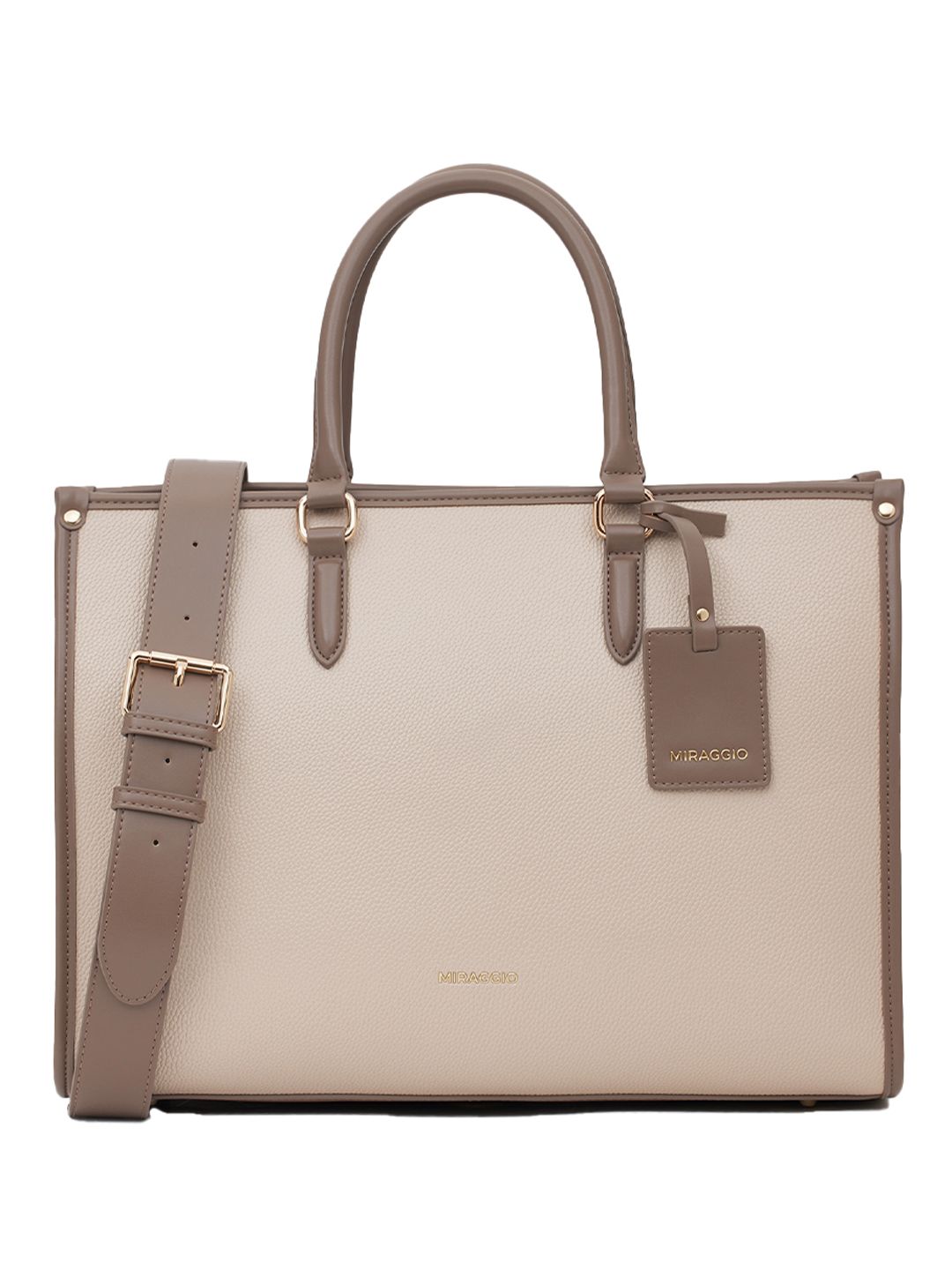 MIRAGGIO Denice 2.0 Taupe Tote Bag with Adjustable & Detachable Sling