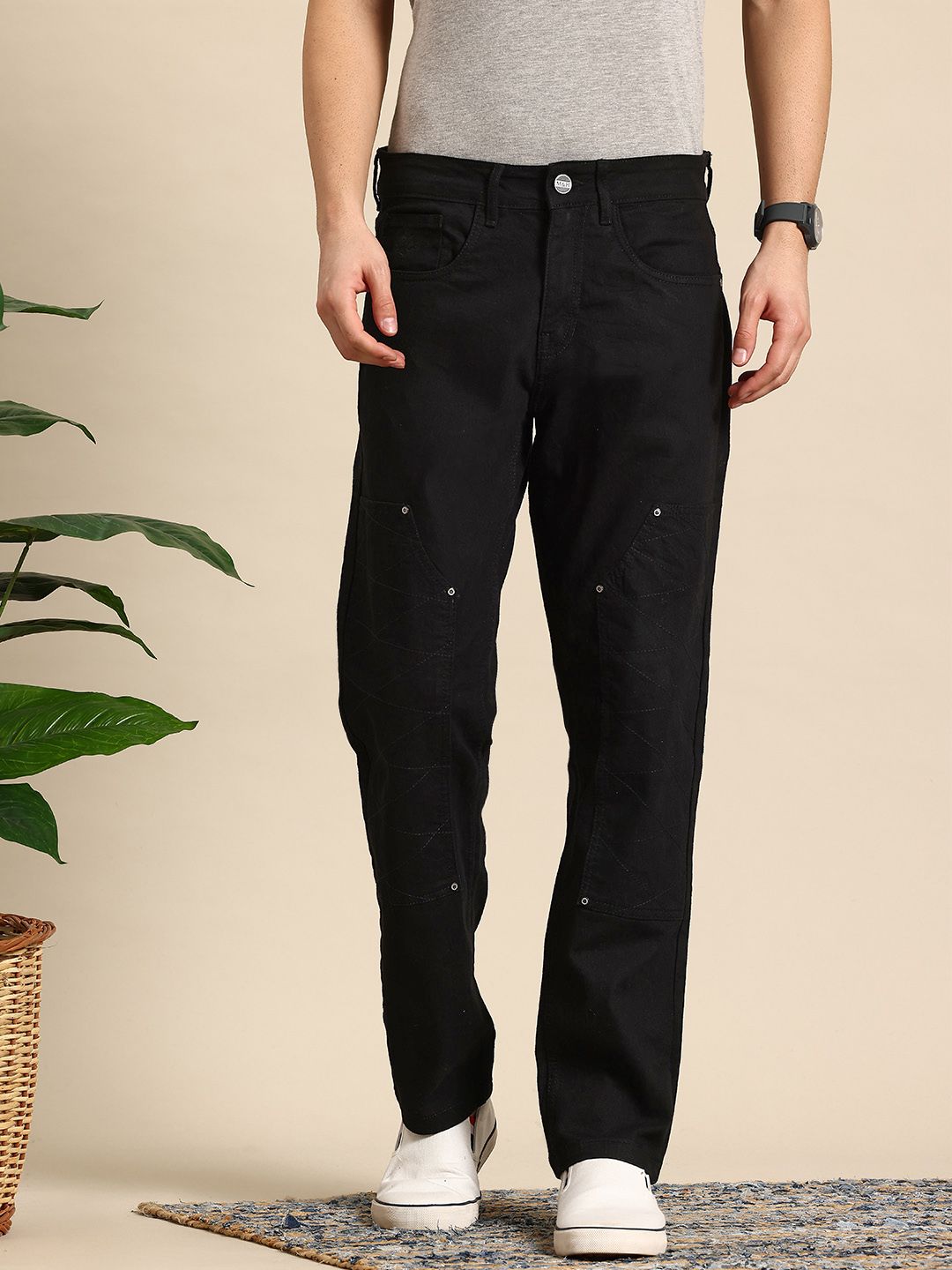 Mast & Harbour Men Relaxed Fit Panelled Stretchable Jeans-picture-15